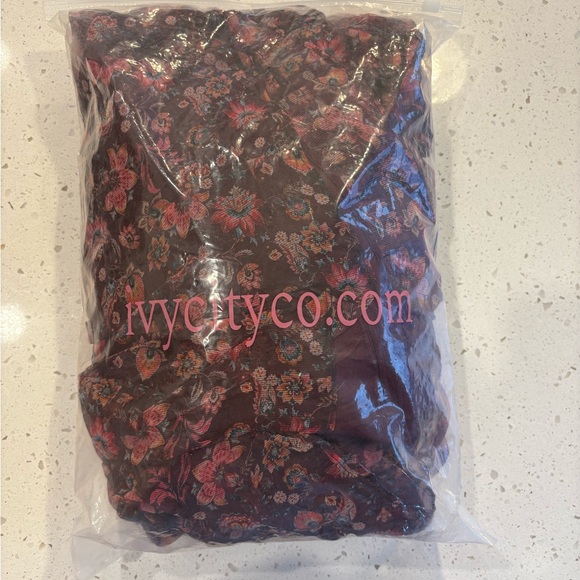 Ivy City Co Burgundy Floral Long Sleeve Dress - Picture 7 of 8